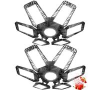 TASINUO Plafoniera LED Garage 185W 2 Pezzi, 18500LM 7000K Luce Garage Deformabile con 6 Pannelli Regolabili, E27/E26 Officina Plafoniera LED per Magazzino, Ufficio, Cantina, Palestra, Cucina