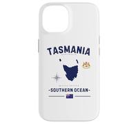 Tasmania Australia Mappa della Tasmania GPS retrò con bandiera australiana Custodia per iPhone 14