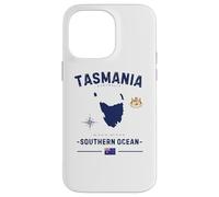 Tasmania Australia Mappa della Tasmania GPS retrò con bandiera australiana Custodia per iPhone 14 Pro Max