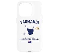 Tasmania Australia Mappa della Tasmania GPS retrò con bandiera australiana Custodia per iPhone 15 Pro