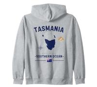 Tasmania Australia Mappa della Tasmania GPS retrò con Bandiera Australiana Felpa con Cappuccio