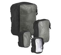 Tasmanian Tiger TT Modular Pouch - Set di borse supplementari imbottite, semitrasparenti, in 3 misure, con retro in velcro, colore: Nero