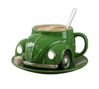 Tasse a café en forme de scarabée, tasse a café en céramique faite à la main, tasse a thé fantasia, decorazione dell'ufficio, tasse a café en forme de voiture pour les fans de voitures(Green)