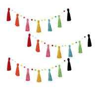 Tassel Garland - 51 Inch Boho Decor | Wool Cotton Banner - Colorful Handmade Hanging Decoration for Home, Classroom, and Party with Vibrant Design, Ideal for Holidays, Birthdays, and Festivals