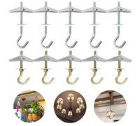 Tasselli a Molla con Gancio, 10 Pz Tasselli ad Ancora M5/M6x 90mm Acciaio al Carbonio Tasselli Basculanti Ganci da Soffitto Singolo Carico 10-15Kg per Piante Sospese Cartongesso Montaggio a Parete