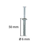 TASSELLI DA 6X50 IN NYLON CON BORDO PIATTO E VITE ZINCATA PREMONTATA CF 100 PZ