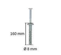 TASSELLI DA 8X160 IN NYLON CON BORDO PIATTO E VITE ZINCATA PREMONTATA CF 50 PZ