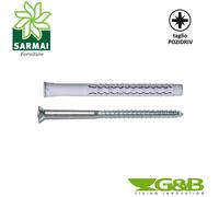 Tasselli G&B GX-L Nylon vite Testa Piana Svasata taglio POZIDRIV Vari formati