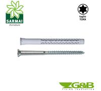 Tasselli G&B GX-L Nylon vite testa piana svasata taglio TORX Vari formati