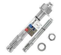 Tasselli Muro 12x140 mm Acciaio Zincato, Bulloni Espansione per Calcestruzzo e Cemento Armato, Tassello Ancorante con Dado e Rondella, Ideale per Pergola, Cancello, Recinzione, Lun Fix