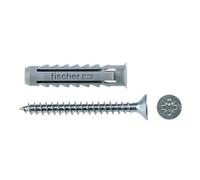 Fischer Tasselli con vite SX 6 6x30 mm per muro pieno e mattone forato, 100 pz, grigio