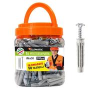 Barattolo Viti testa piatta T6 Elematic 6x30 mm con tasselli 200pz 565750