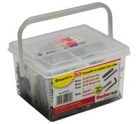 Fischer Kit Smartfix Box, 80 Tasselli Con Vite Con Gancio Per Muro Pieno E Mattone Forato, Trasparente