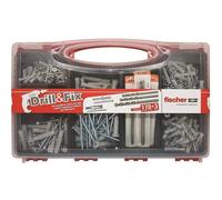 Fischer Valigetta Drill & Fix, 170 Tasselli con Vite + Punte per Trapano Muro
