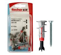 Fischer Tasselli con Vite Duoblade per Cartongesso Autoforanti ed Espandenti, 6 Fissaggi, per Singola o Doppia Lastra