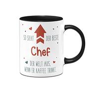 Tassenbrennerei Tazza con scritta - So sieht der beste Chef der Welt aus, wenn er Kaffee bezinkt - Kaffee Tasse Spaß als Geschenk für Collegin (Chef)