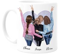Tassenliebling® - Tazza Amica Personalizzata con Frase - Regali per Amiche Speciali - Regalo per la Migliore Amica - Regalo di Amicizia - BFF - Ceramica 330ml - 3 Amiche