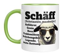 TASSENTICKER - Schäff - Tazza con scritta - Chef Boss - Leader - Promozione - Regalo per supervisori - Promozione - Addio - Uomo - Amico - Ceramica - 330 ml (Verde)