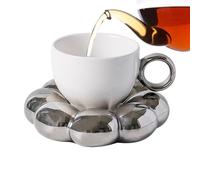 Tasses À Café Et À Thé - Ensemble De Tasses À Motif Floral En Céramique 14,5x14,5x10,8 Cm | Tas À Café En Céramique Élégantes Avec Soucoupes Et Théière, Ensemble De Boissons Au Thé Aux Fleurs De To