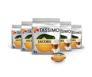 Tassimo Jacobs Latte Macchiato al Caramello, Bevanda Calda, Caffè, 5x 16 T-Discs