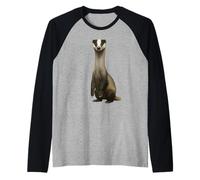 Tasso a Collo Lungo Divertente Fauna Selvatica Arte Animale per Gli Amanti della Natura Maglia con Maniche Raglan