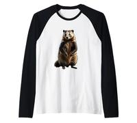 Tasso in piedi sulle gambe posteriori Wildlife Ritratto Maglia con Maniche Raglan