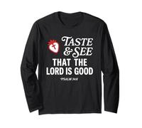 Taste And See That Lord is Good Psalm 34:8 Christian Verse Maglia a Manica