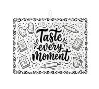 Taste Every Moment - Tappetino scolapiatti per bancone della cucina, motivo vintage con utensili da cucina, 45,7 x 61 cm