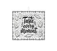 Taste Every Moment - Tappetino scolapiatti per bancone della cucina, motivo vintage con utensili da cucina, 40,6 x 45,7 cm, colore: bianco e nero
