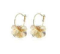 Tastetreasure Orecchini a forma di fiore in oro, da donna, stile bohémien, da appendere, eleganti, opachi, per feste estive, matrimoni, feste, 1 paio