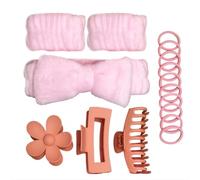 Tastetreasure Set di 16 fasce e braccialetti per spa, accessori per il lavaggio del viso con 3 fermagli a fiore opachi e 10 elastici per capelli, morbida fascia per capelli a forma di nuvola, regalo