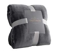 TASTHROW Grande coperta in pile di flanella, 127 x 188 cm, comoda e leggera, spessa, adatta per tutte le stagioni, adatta per donne, uomini e bambini (grigio)