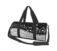 Tasti del pianoforte con note musicali, Borsone da viaggio di grande capacità Borsa rotonda Borsa da viaggio sportiva Borsa da viaggio Borsa da fitness