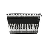 Tasti del pianoforte stampati in bianco e nero, Borsa da toilette Borsa per trucco Borsa per cosmetici Borsa da toilette da viaggio portatile