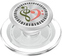 Tasti di pianoforte Musical Bass Clef Cuore Verde Oliva & Salmone Scuro PopSockets PopGrip per MagSafe