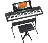 Tastiera a 61 tasti per pianoforte, tastiera elettrica portatile con schermo LCD, altoparlanti integrati, cuffie, supporto, sgabello, poggia musica, microfono, 300 timbri, 300 ritmi