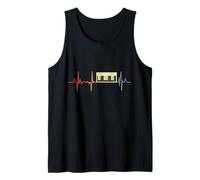 Tastiera Battito cardiaco Pianoforte ECG Retro Pianista Canotta