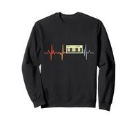 Tastiera Battito cardiaco Pianoforte ECG Retro Pianista Felpa