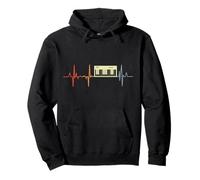 Tastiera Battito cardiaco Pianoforte ECG Retro Pianista Felpa con Cappuccio