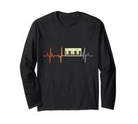 Tastiera Battito cardiaco Pianoforte ECG Retro Pianista Maglia a Manica