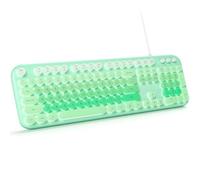 Tastiera cablata con retroilluminazione, tastiera per computer con tasti multimediali, tastiera cablata full size con LED illuminato, Plug and Play, lettere anti-usura per laptop, desktop, verde