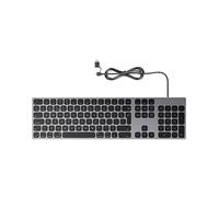 Tastiera cablata interamente in alluminio per Apple Mac OS - facile connessione via cavo plug-n-play, elegante tastiera USB con tastierino numerico per iMac, Mac Mini o MacBook, grigio
