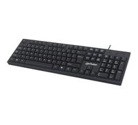 Tastiera cablata Manhattan per computer - Tastiera nera base - con cavo USB-A da 1,37 m, 104 tasti, supporto pieghevole -
