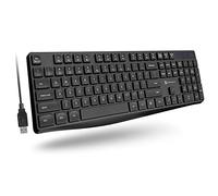 Tastiera cablata, tastiera X9 Performance Computer cablata - tastiera USB per computer portatile, desktop Windows PC, uso ufficio con cavo da 1,5 m, 104 tasti silenziosi, 14 tasti di collegamento/media e cavalletto, nero
