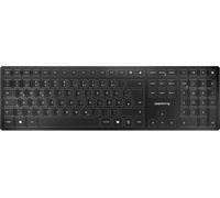 CHERRY KW 9100 SLIM, Tastiera di design Senza Fili, per la Germania QWERTZ, A scelta Connessione Bluetooth o Wireless 2,4 GHz, Tasti Piatti, Ricaricabile, Nero-Grigio, Windows