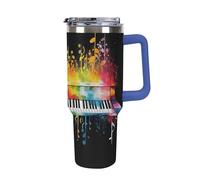 Tastiera colorata per pianoforte nota musicale Tumbler in acciaio inox 1,18 once a prova di perdite tazza per auto di grande capacità con manico cannuccia doppia parete sottovuoto tazza isolante