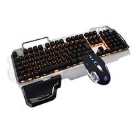 Tastiera Combo Mouse da gioco cablato retroilluminato arcobaleno, tastiera LED ergonomica con poggiapolsi USB da 104 tasti, per desktop Windows, computer