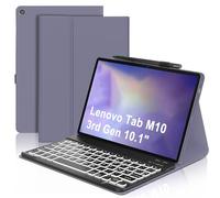 Tastiera con Custodia per Lenovo Tab M10 3rd Gen 10.1", 7 generi di retroilluminazione, Tastiera Italiano Slim Bluetooth Rimovibile per Lenovo Tab M10 3rd Gen TB-328FU/TB-328XU, Viola lavanda
