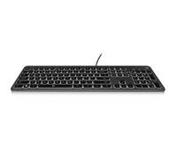 Ewent Tastiera retroilluminata a LED EW3268, cablata USB, dimensioni standard, caratteri grandi, layout QWERTY italiano, nero/grigio