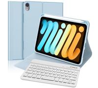 Tastiera Coperchio Bluetooth per iPad Mini 7 Generazione 8.3" 2024 - Con Slot a Penna, Italiano QWERTY Tastiera Ergonomica Portatile Magnetica Staccabile per iPad Mini 6a/7a Generazione 8.3", Azzurro